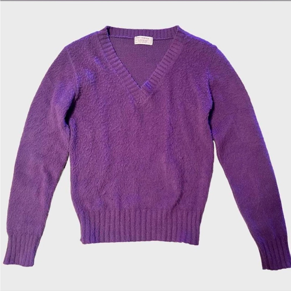 Vintage Lavender Shaggy Acrylic Sweater
